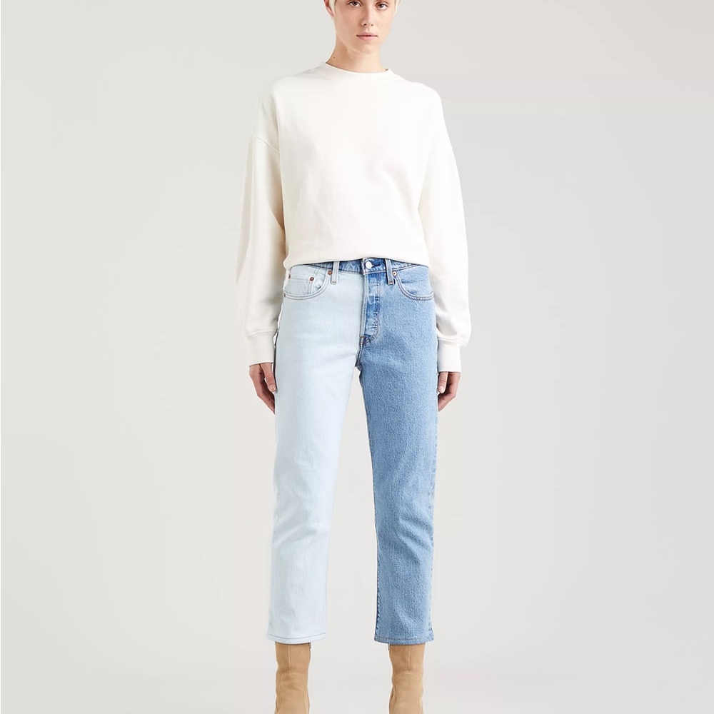 Levi's Women's Two-Tone Ankle Jeans in Light and Medium Blue